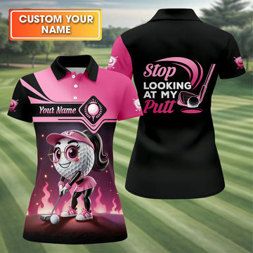 Stop Looking At My Putt Personalized Golf Polo Shirt, Womens Golf Gifts, Mothers Day Gifts