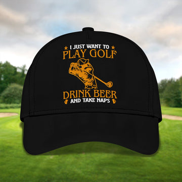 I Just Want To Play Golf Embroidered Baseball Cap, Golf Hat, Dad Golf Gift