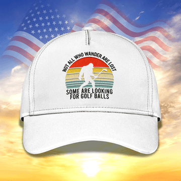Not All Who Wander Are Lost Embroidered Baseball Cap, Bigfoot Golf Hat, Dad Golf Gift