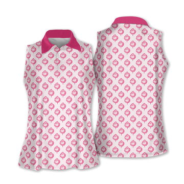 Let's Go Girl Western Golf Shirts Women, Pink Cowgirl Sleeveless Polo Shirt Womens, Patterned Golf Polos