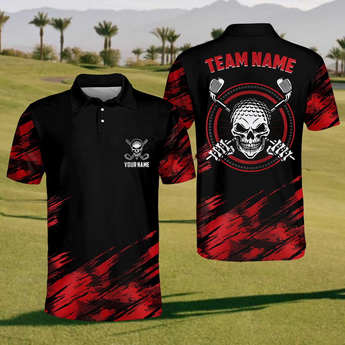 Skull Warrior Mens Golf Polo Shirt, Mens Golf Gift, Mens Golf Shirt