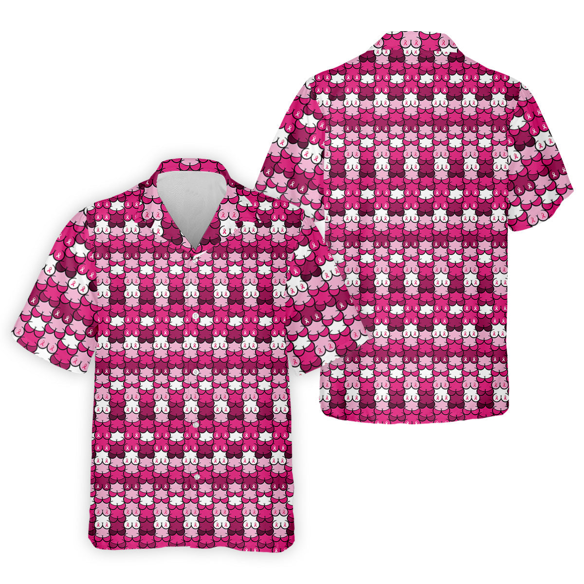 Funny Pink Ribbon Men's Polo Shirt, Breast Cancer Awareness Shirt, Fun Men Golf Shirts
