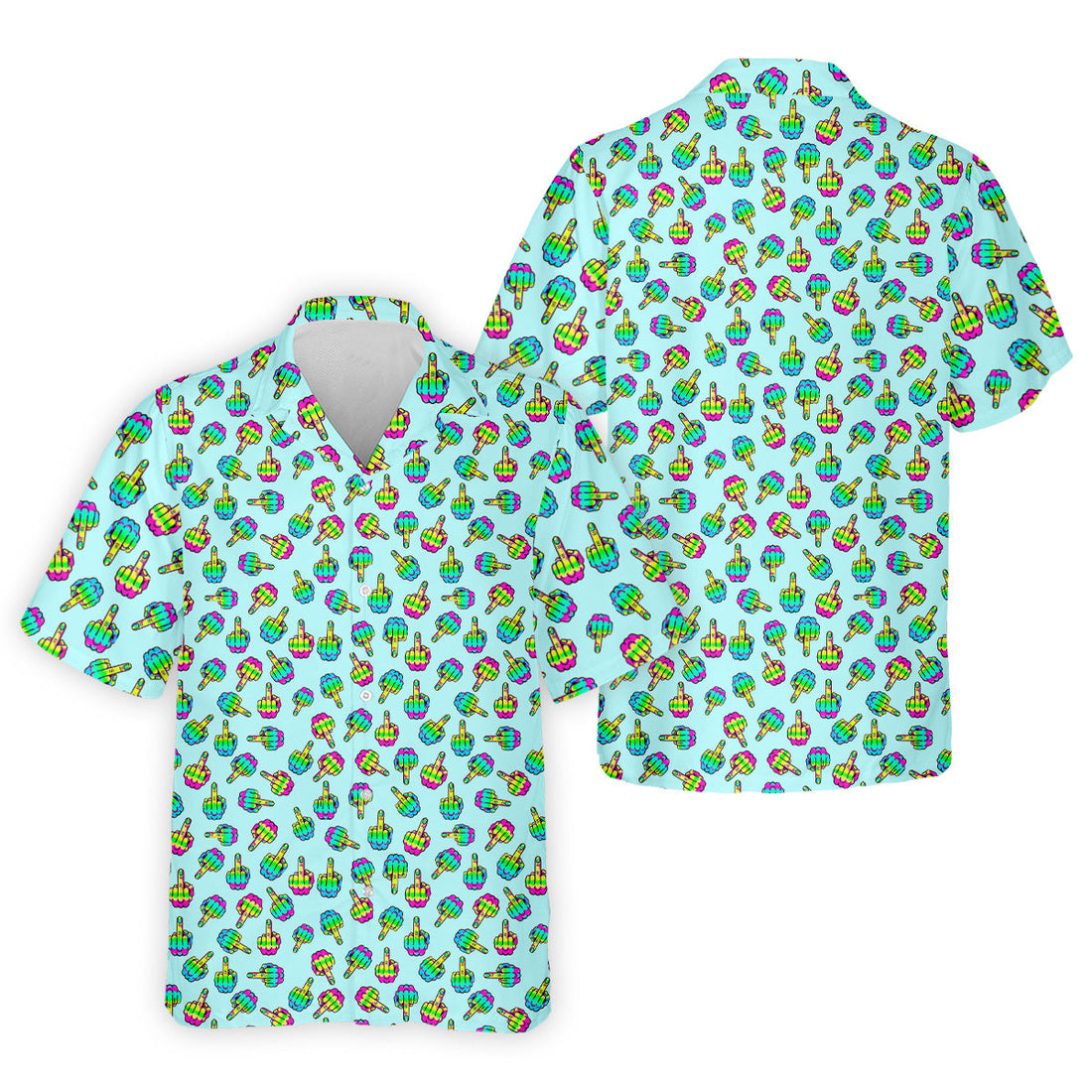Neon Middle Finger Fun Men's Golf Polos, Fun Golf Shirts For Men, Cool Golf Gifts, Polo For Men