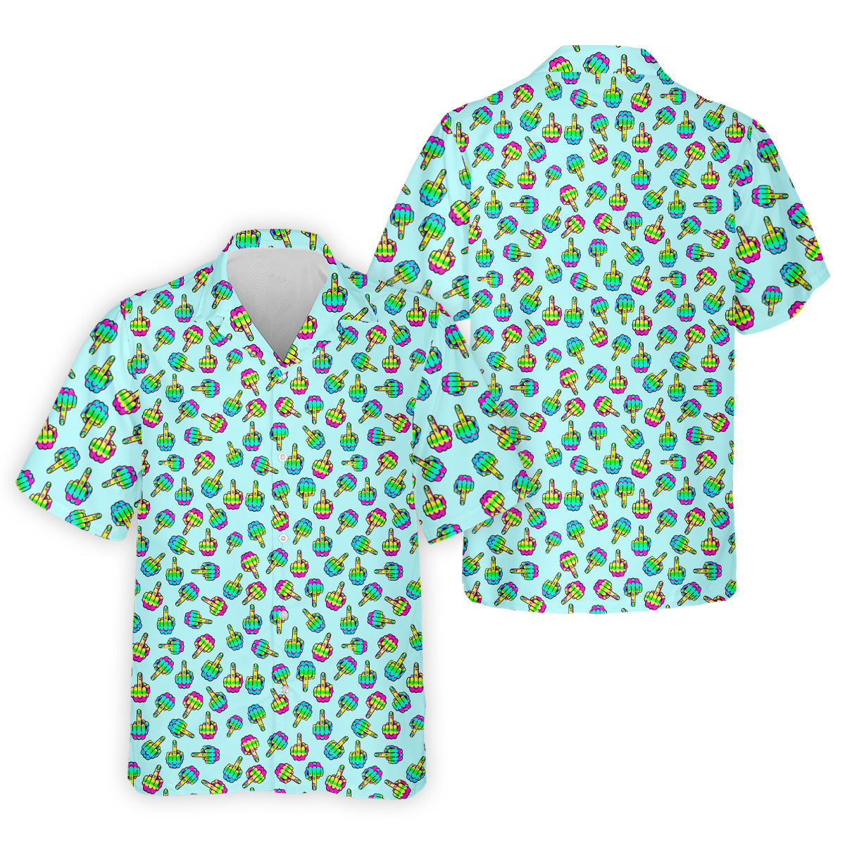 Neon Middle Finger Fun Men's Golf Polos, Fun Golf Shirts For Men, Cool Golf Gifts, Polo For Men