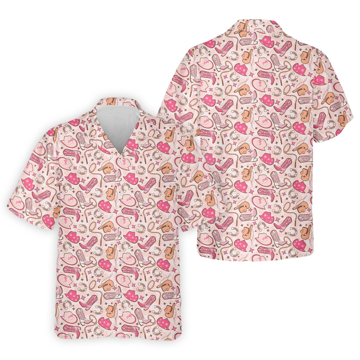 Pink Cowboy Western Golf Shirt, Fun Golf Shirts For Men, Men's Golf Polo, Golfing Apparel