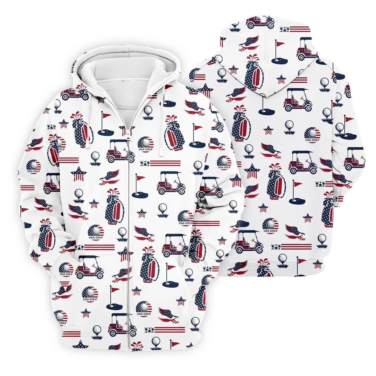 Patriotic USA Men's Golf Polo Shirt, Men's 4th Of July Shirts, USA Golf Shirt, Gifts For Golfing Dad