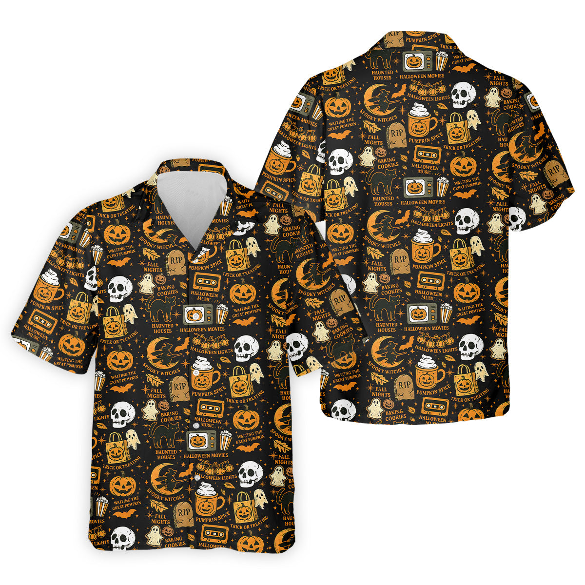 Vintage Halloween Cat Golf Polo Shirts, Halloween Theme Shirts, Ghost Pumpkin Mens Golf Polo Shirts, Golfing Apparel