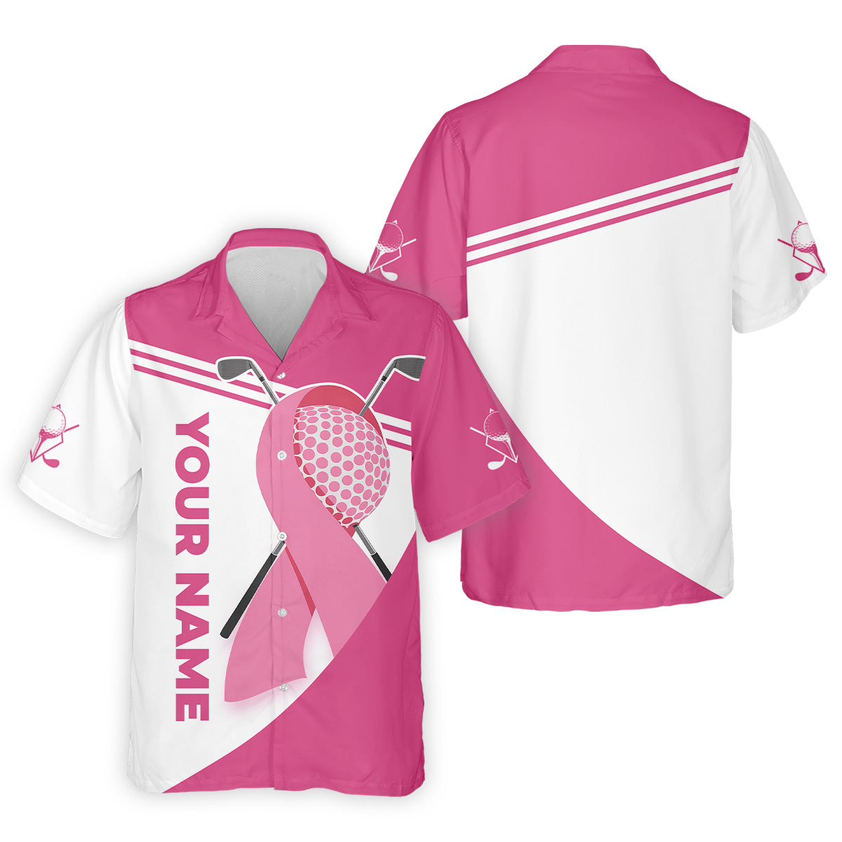 Breast Cancer Pink Men's Golf Polo Shirt, Golf Shirts For Men, Breast Cancer Awareness Shirt