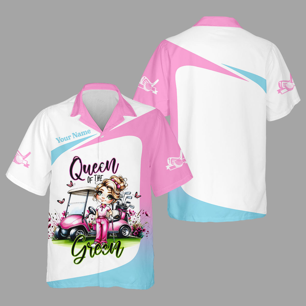 Queen Of The Green Custom Funny Womens Golf Polo Shirt, Ladies Golf Shirts, Best Golf Shirts