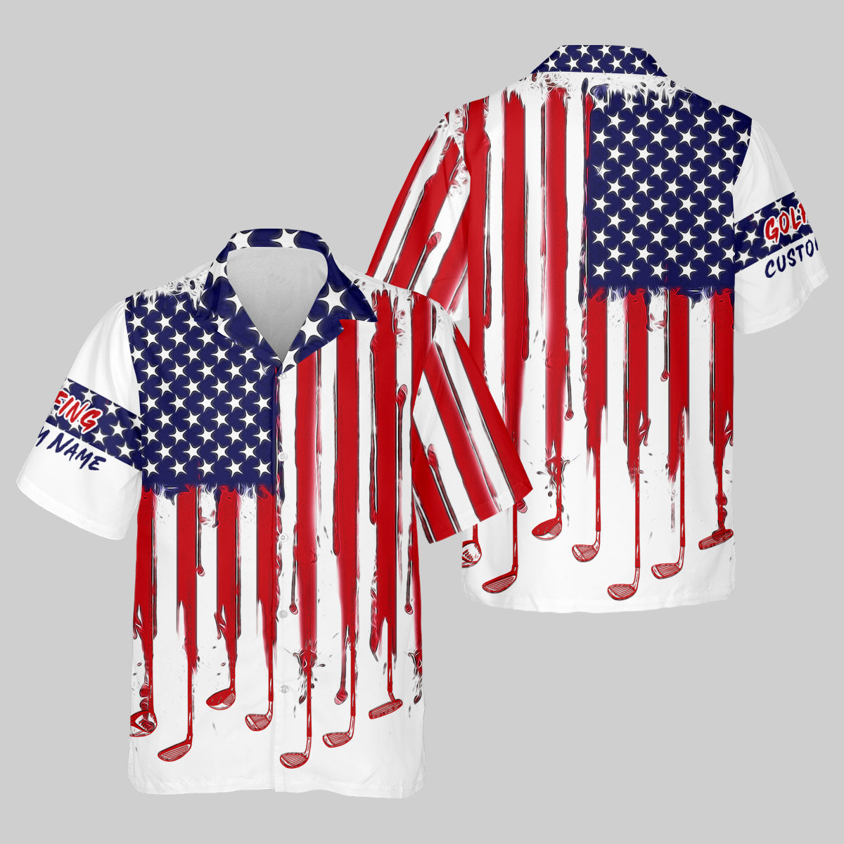 American Flag Custom Golf Polo Shirt, Funny Golf Shirt, Gift For Golfers