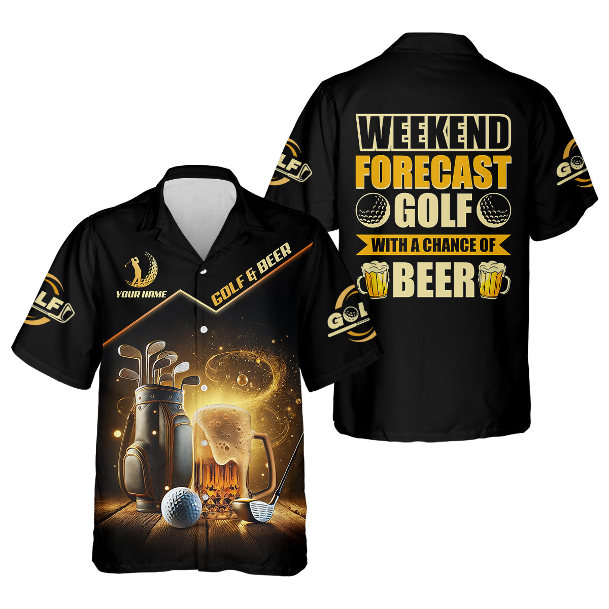 Golf And Beer Custom Men's Golf Polo Shirt, Beer Golf Shirt, Gift For Golfers