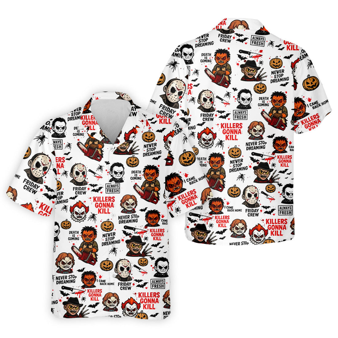 Classic Horror Characters Halloween Golf Shirt, Men's Golf Polo Shirts, Horror Movie Shirt