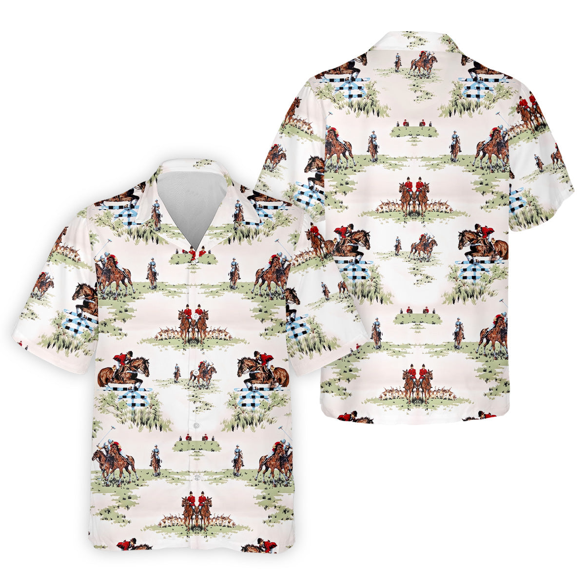 Equestrian Theme Mens Golf Polo Shirts, Unique Gift For Golfer, Golf Accessories For Men
