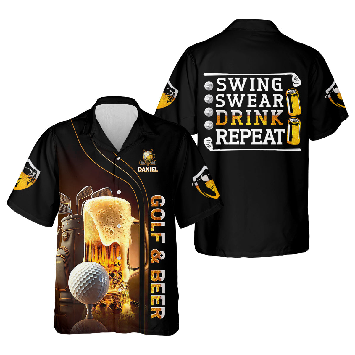 Swing Swear Drink Repeat Funny Golf Polo Shirt, Mens Golf Gift, Golf Lover Gift