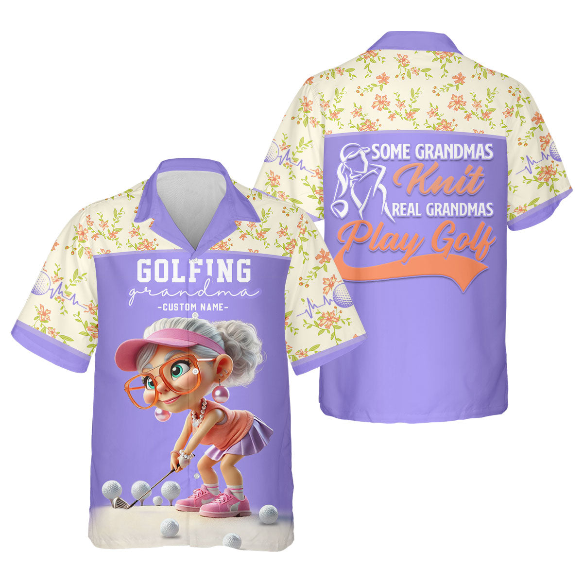 Some Grandmas Knit Real Grandmas Play Golf Custom Men's Golf Polo Shirt, Dad Golf Gift