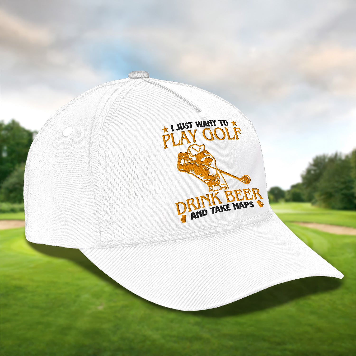 I Just Want To Play Golf Embroidered Baseball Cap, Golf Hat, Dad Golf Gift