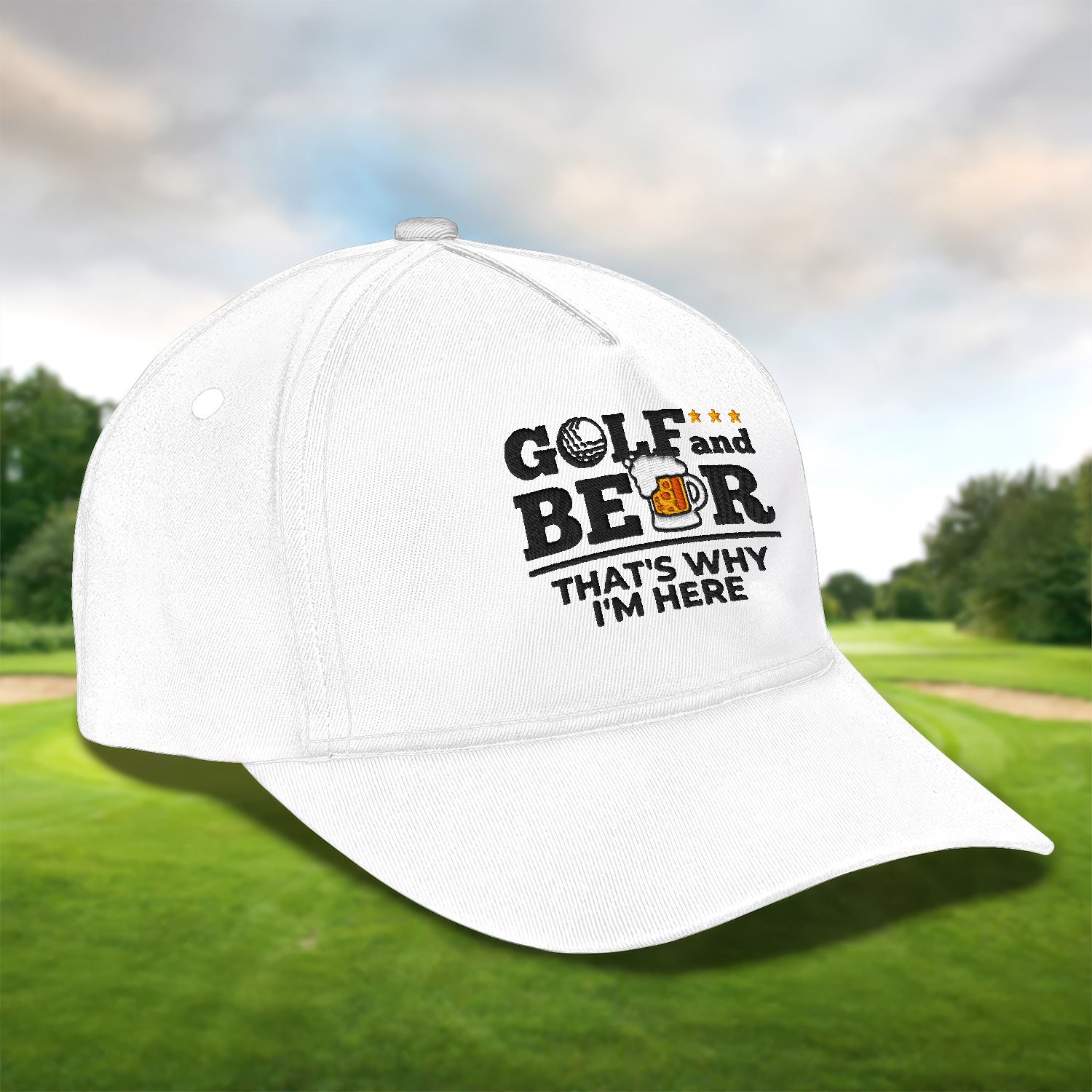 Golf And Beer Embroidered Baseball Cap, Golf Hat, Dad Golf Gift