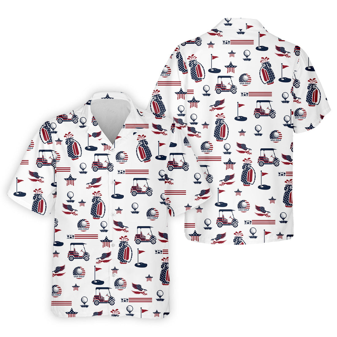 Patriotic USA Men's Golf Polo Shirt, Men's 4th Of July Shirts, USA Golf Shirt, Gifts For Golfing Dad
