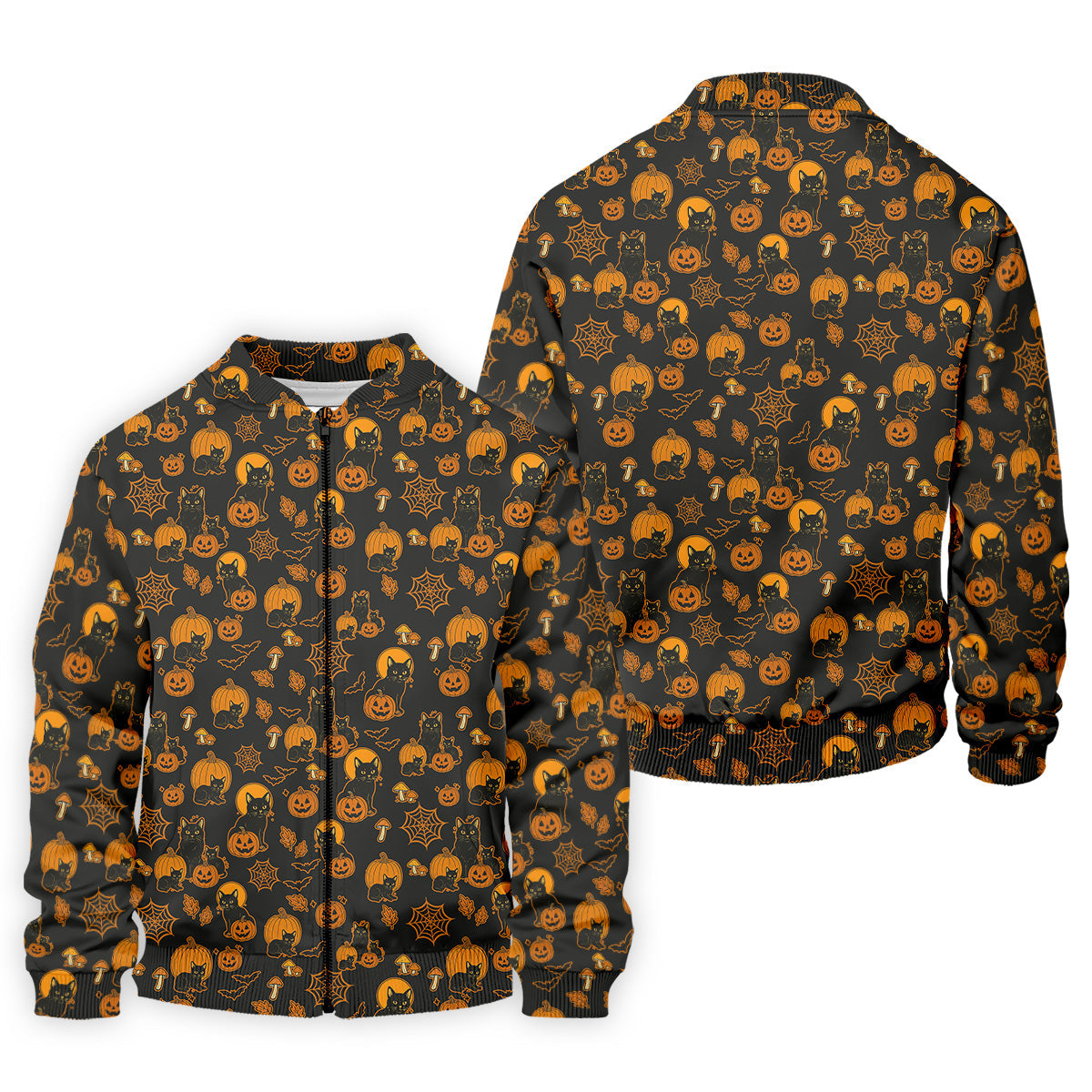 Black Cat Pumpkin Men Polo, Fun Golf Shirts For Men, Halloween Gift, Golfing Apparel