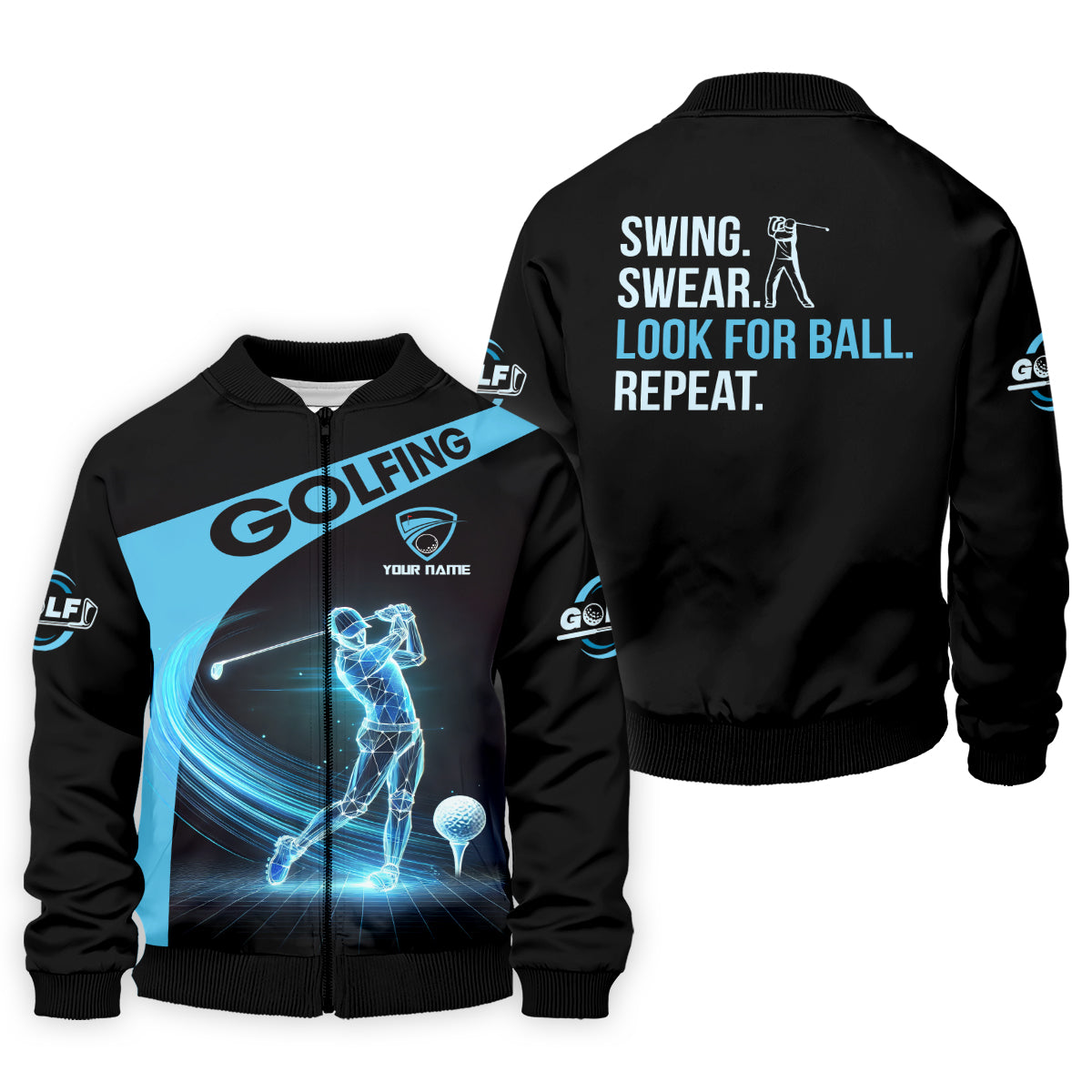 Swing Swear Look For Ball Repeat Custom Funny Golf Polo Shirt, Dad Golf Gifts