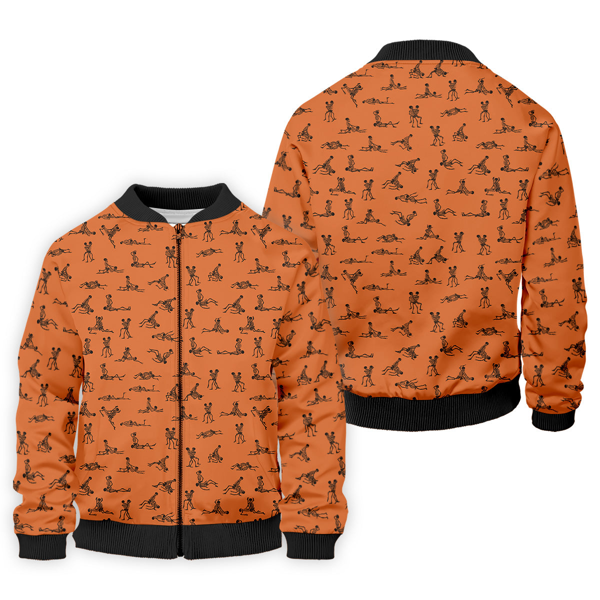 Orange Funny Skeleton Sex Position Golf Shirt, Halloween Gift Idea, Fun Golf Shirts For Men, Unique Gift For Golfer