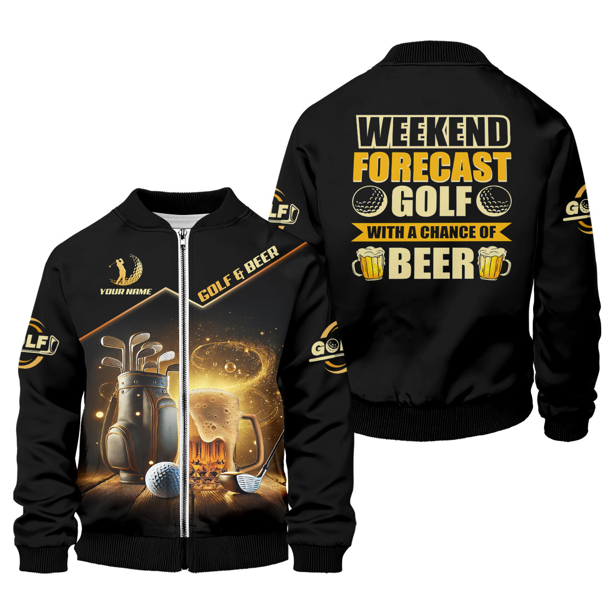 Golf And Beer Custom Men's Golf Polo Shirt, Beer Golf Shirt, Gift For Golfers