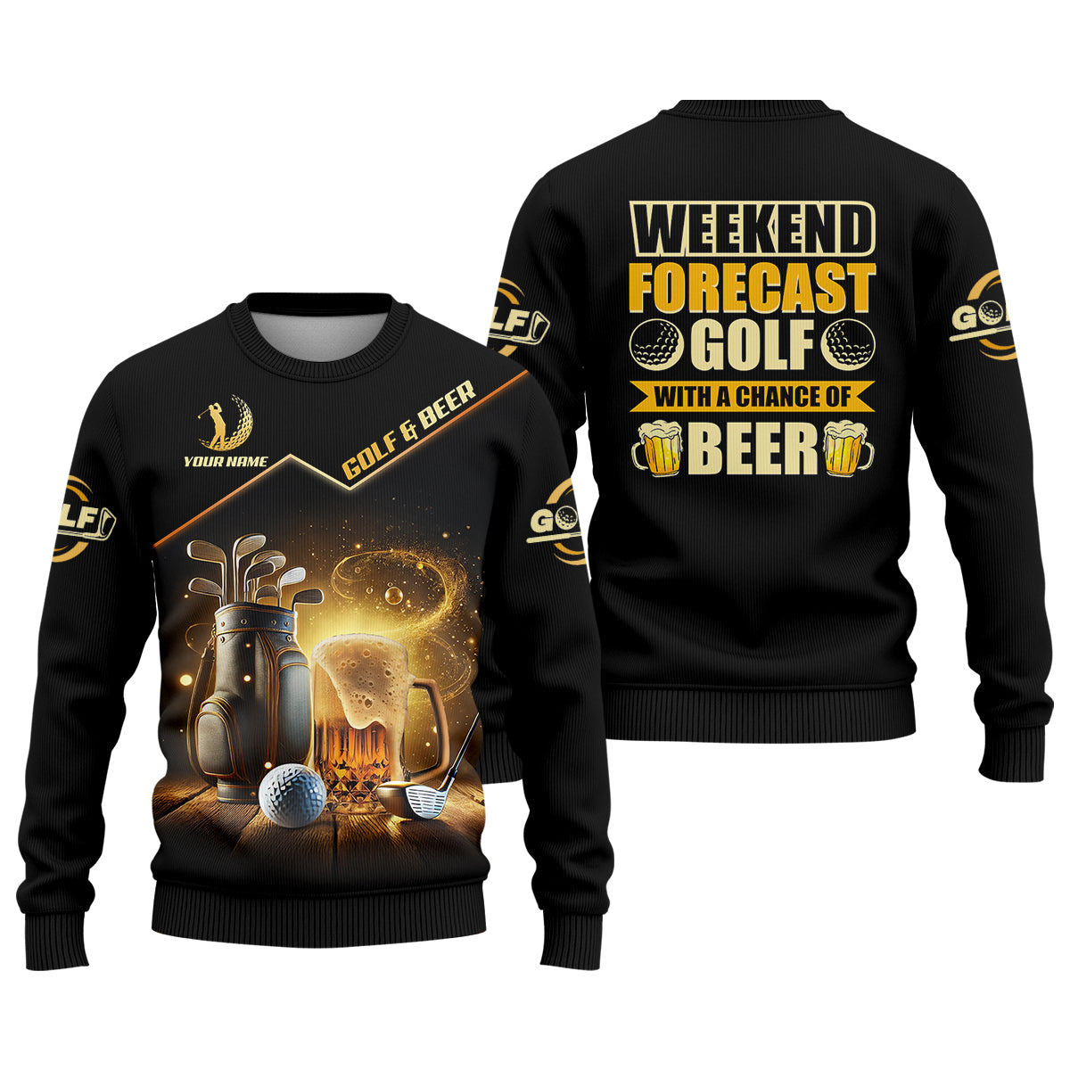 Golf And Beer Custom Men's Golf Polo Shirt, Beer Golf Shirt, Gift For Golfers