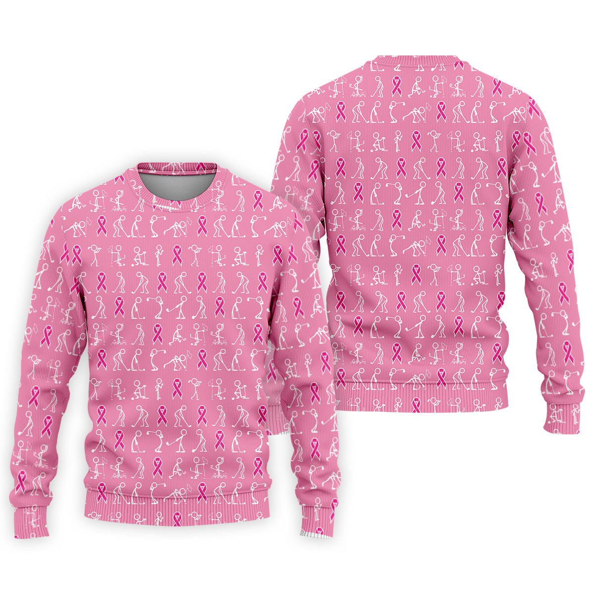 Funny Stick Figure Men's Golf Shirt, Breast Cancer Awareness Shirt, Pink Golf Shirt, Golf Shirts For Men