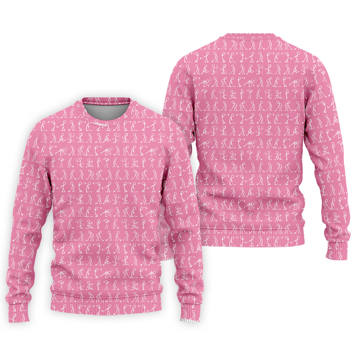Funny Stick Figure Men's Golf Shirt, Pink Golf Shirt, Golf Shirts For Men, Fun Golf Shirt For Men