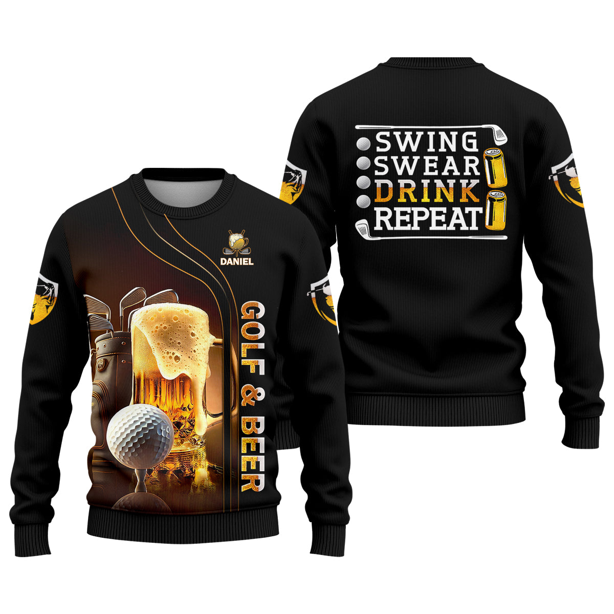 Swing Swear Drink Repeat Funny Golf Polo Shirt, Mens Golf Gift, Golf Lover Gift