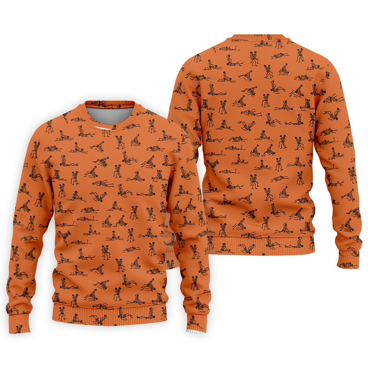 Orange Funny Skeleton Sex Position Golf Shirt, Halloween Gift Idea, Fun Golf Shirts For Men, Unique Gift For Golfer