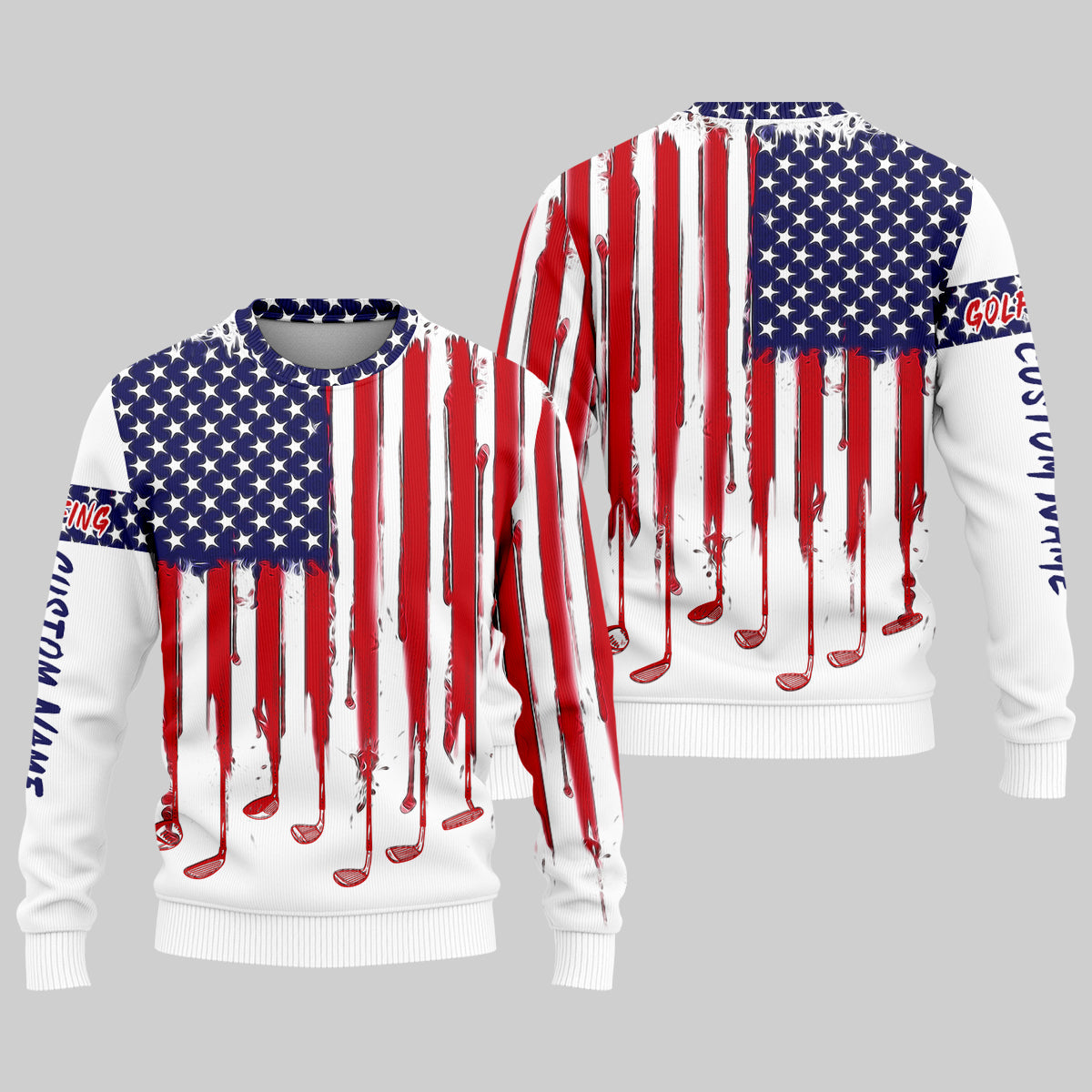 American Flag Custom Golf Polo Shirt, US Patriotic Pride Unisex Tropical Hawaiian Aloha Shirt, Summer Vacation