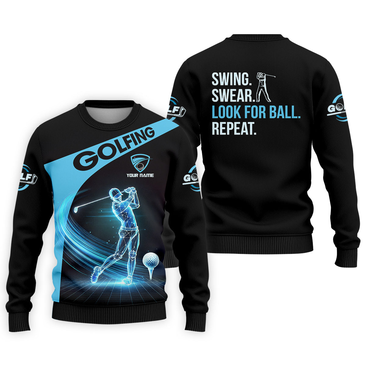 Swing Swear Look For Ball Repeat Custom Funny Golf Polo Shirt, Dad Golf Gifts