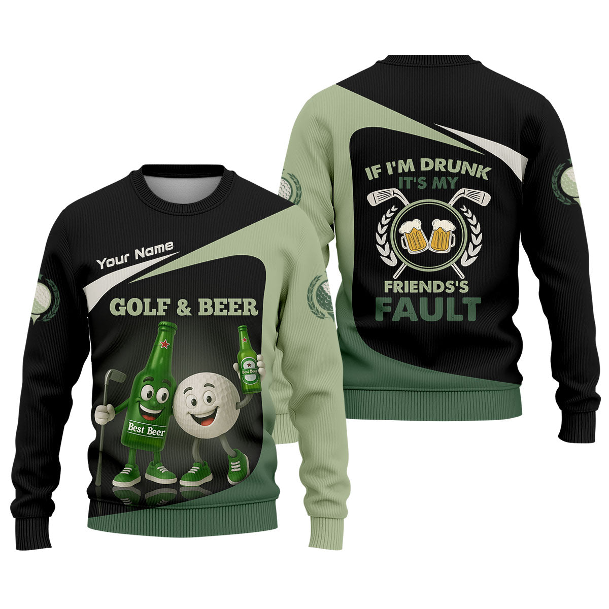 Funny Beer And Golf Custom Golf Polos For Men, Mens Golf Gift, Golfing Apparel, Gift For Golfers