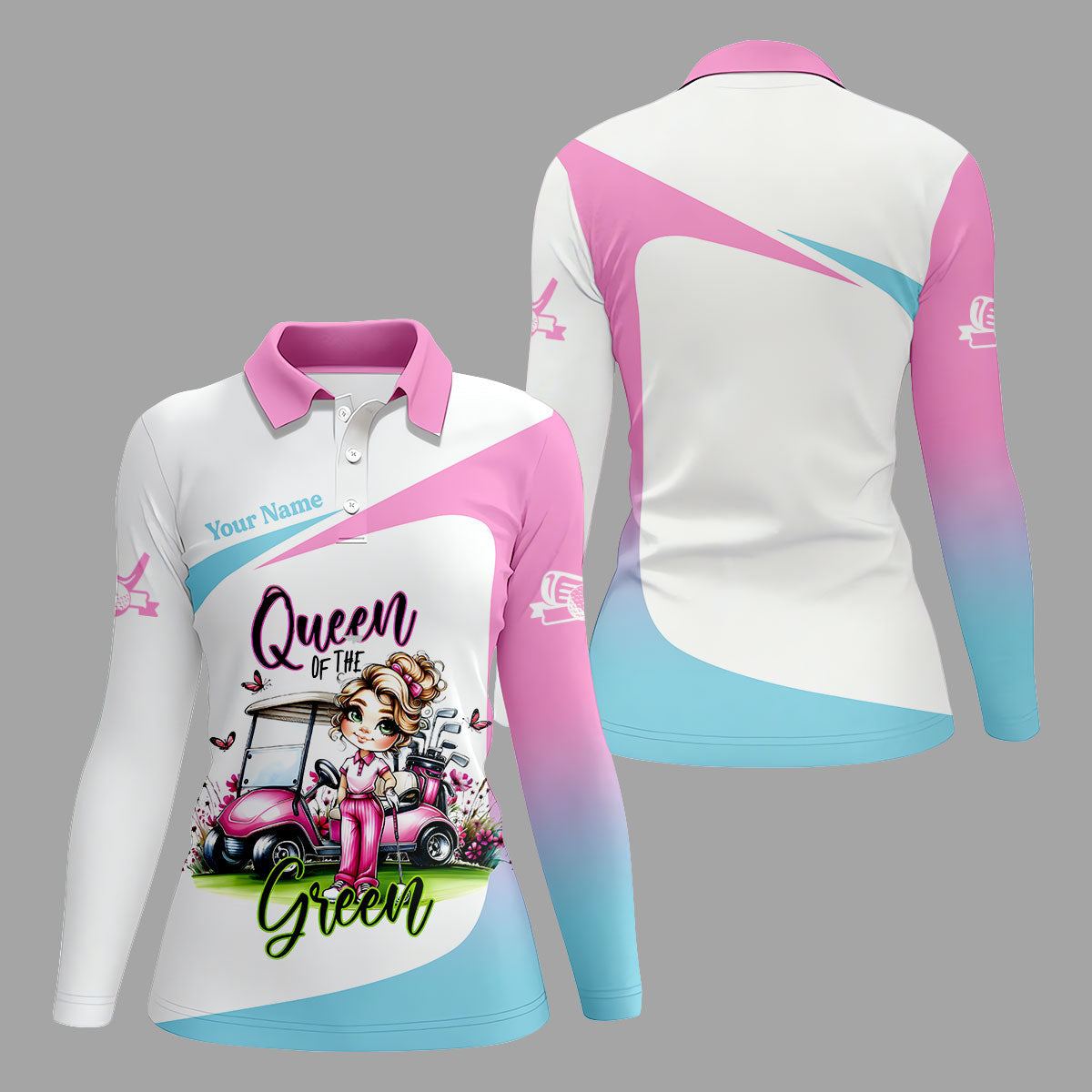 Queen Of The Green Custom Funny Womens Golf Polo Shirt, Ladies Golf Shirts, Best Golf Shirts