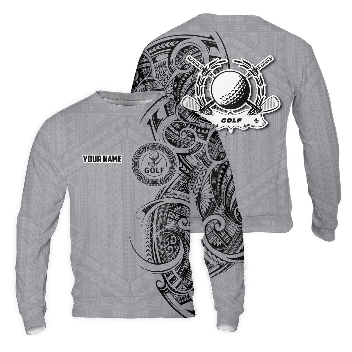 Strike Grey Tribal Tattoo Custom Men's Golf Polo Shirt, Funny Golf Shirt, Dad Golf Gift