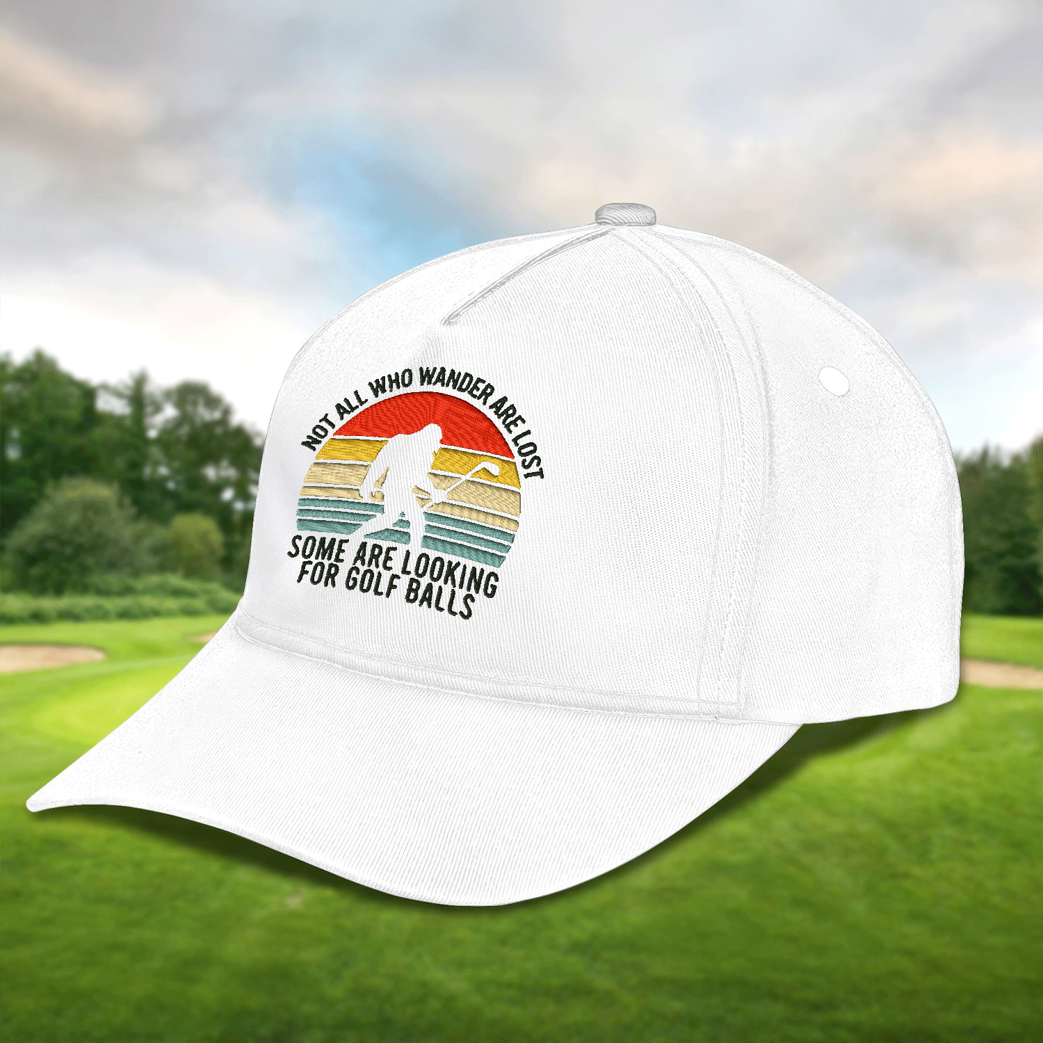 Not All Who Wander Are Lost Embroidered Baseball Cap, Bigfoot Golf Hat, Dad Golf Gift