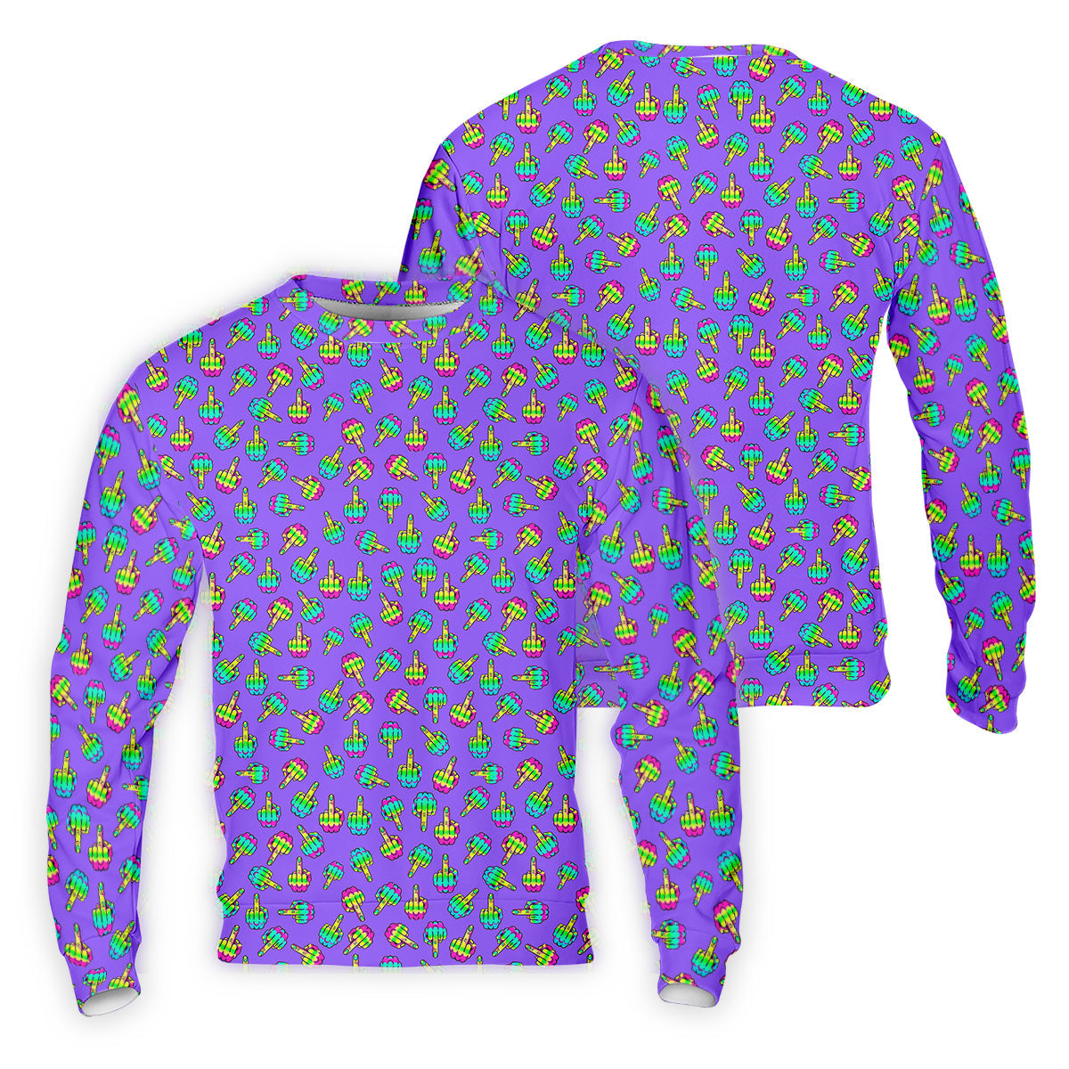 Neon Middle Finger Purple Golf Shirt, Fun Golf Shirts For Men, Cool Golf Gifts, Polo For Men