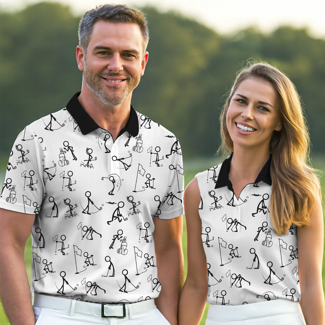 Personalized Funny Golf Shirts For Ladies, Black And White Golf Shirts, Golf Gifts For Ladies, Matching Golf Shirts