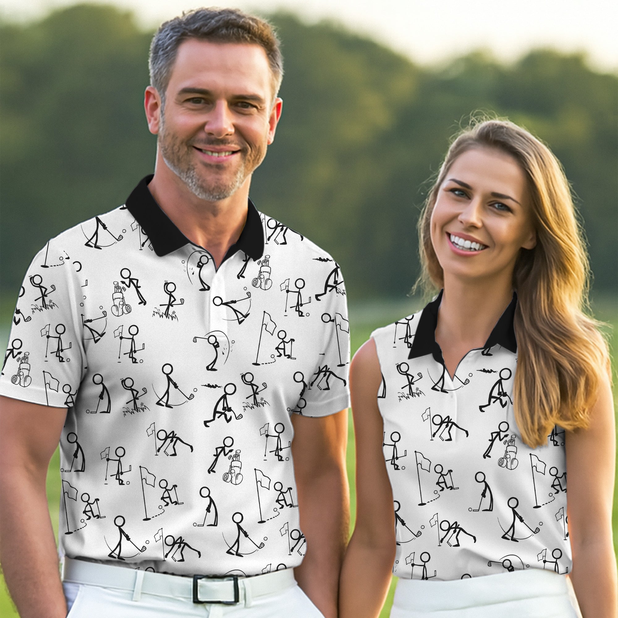 Personalized Funny Golf Shirts For Ladies, Black And White Golf Shirts, Golf Gifts For Ladies, Matching Golf Shirts