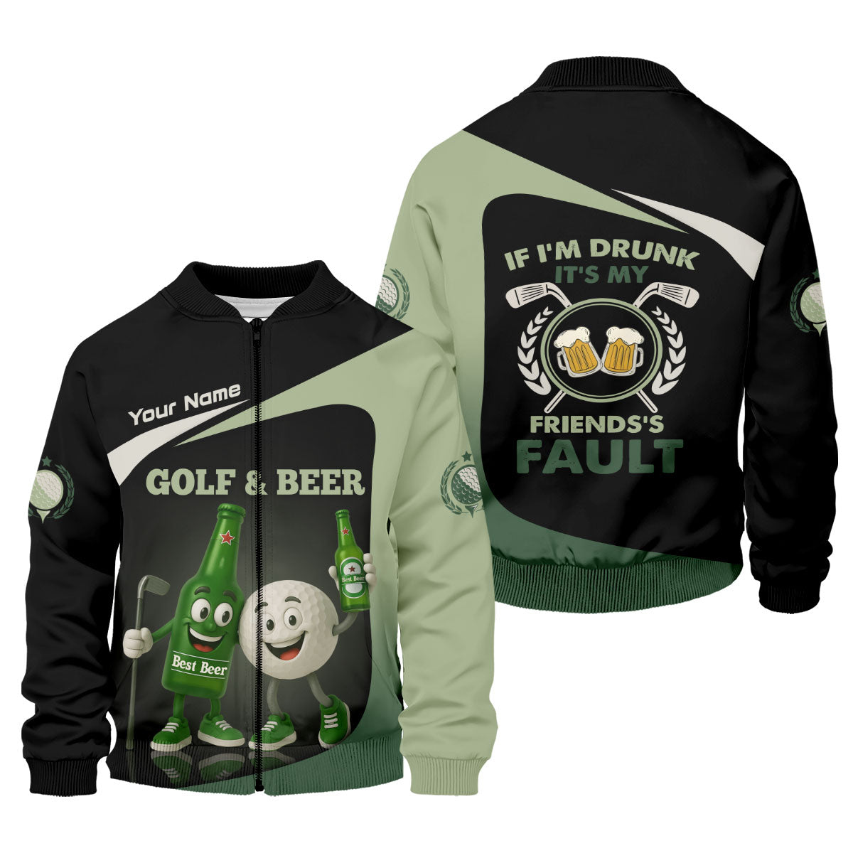 Funny Beer And Golf Custom Golf Polos For Men, Mens Golf Gift, Golfing Apparel, Gift For Golfers
