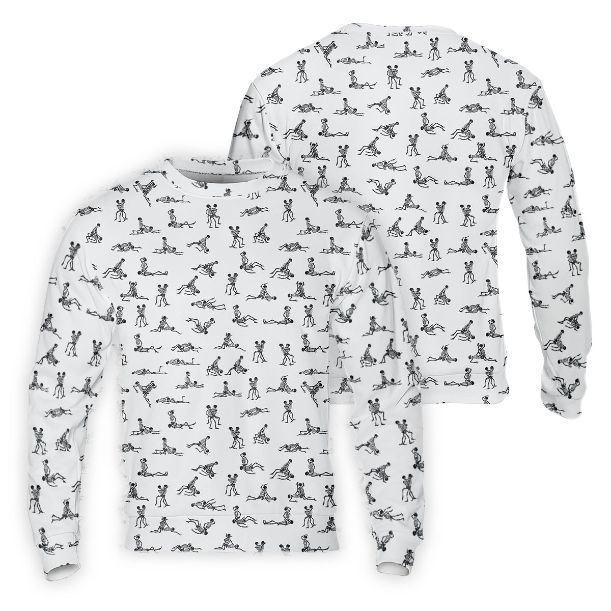 White Funny Skeleton Sex Position Golf Shirt, Halloween Gift Idea, Fun Golf Shirts For Men, Polo For Men