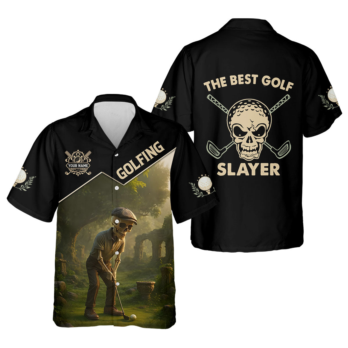 The Best Golf Slayer Custom Golf Polos For Men, Skull Shirt, Golf Shirts For Men, Gift For Golfers