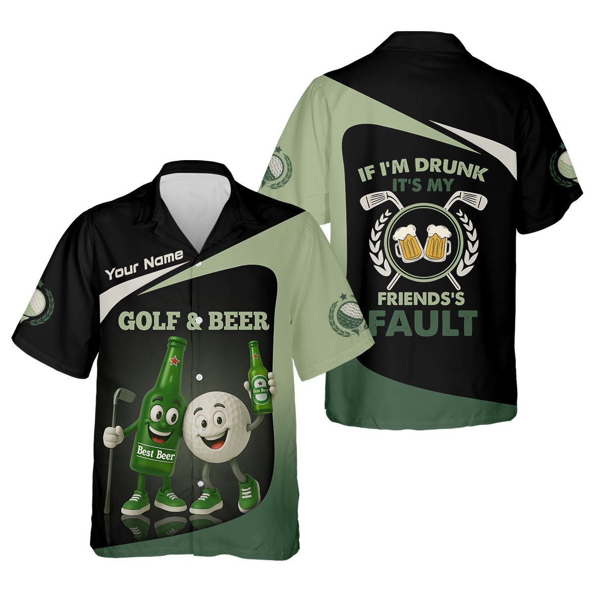 Funny Beer And Golf Custom Golf Polos For Men, Mens Golf Gift, Golfing Apparel, Gift For Golfers