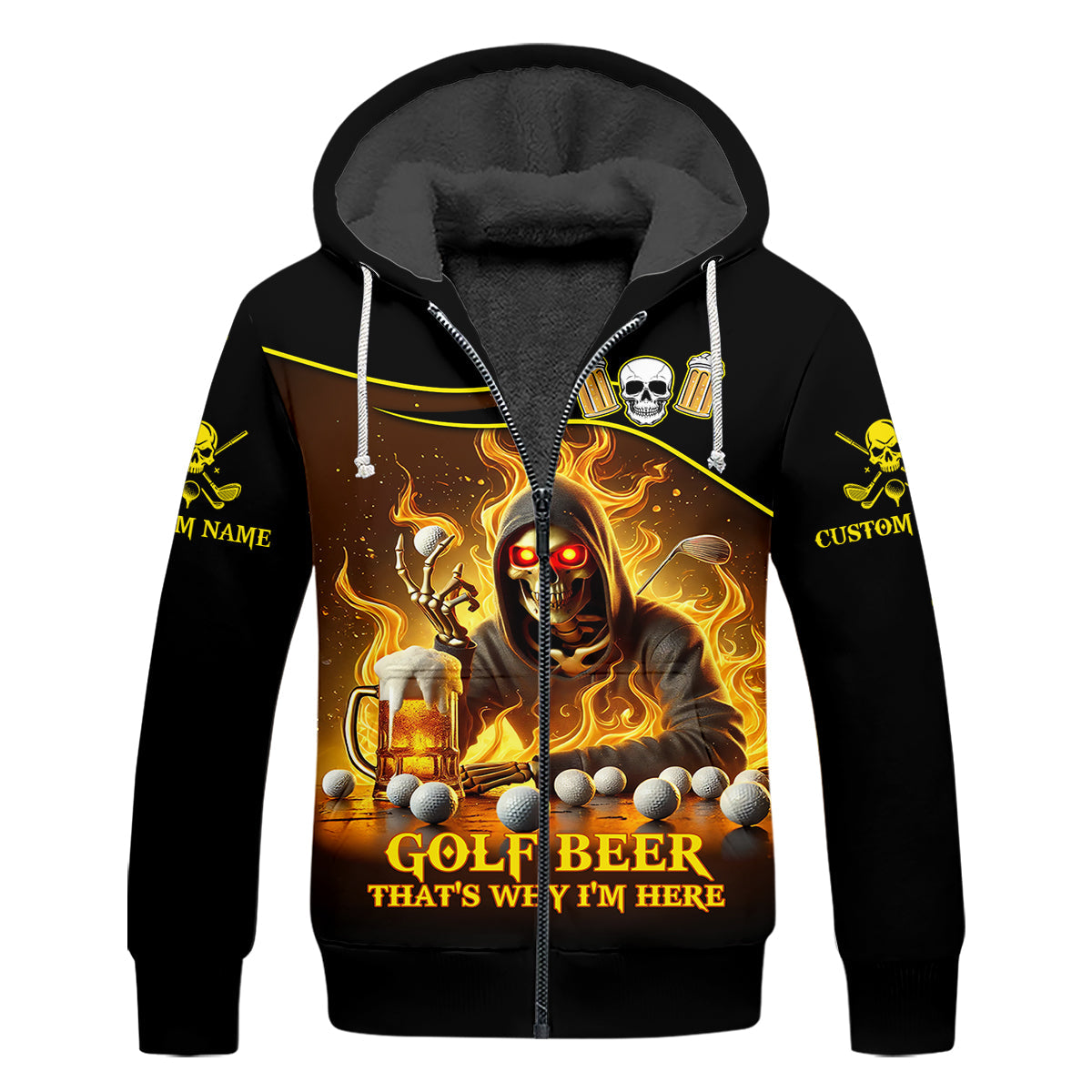 Golf Beer Custom Men's Golf Polo Shirt, Funny Skull Golf Shirt, Dad Golf Gift