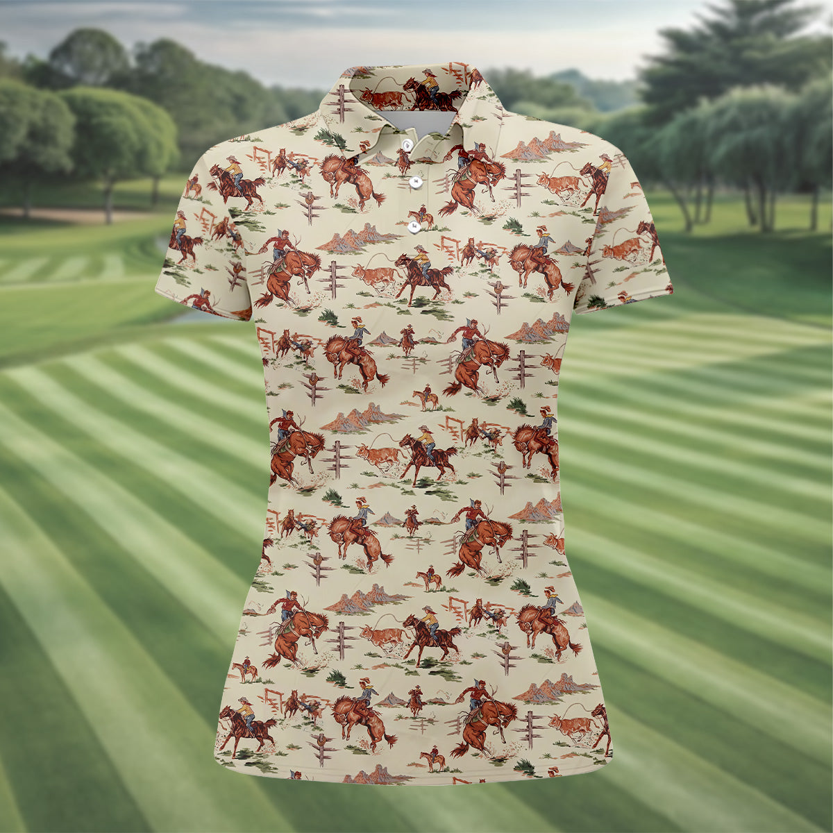 The Way Of The West Western Golf Shirt, Women's Long Sleeve Golf Shirts, Ladies Golf Shirts