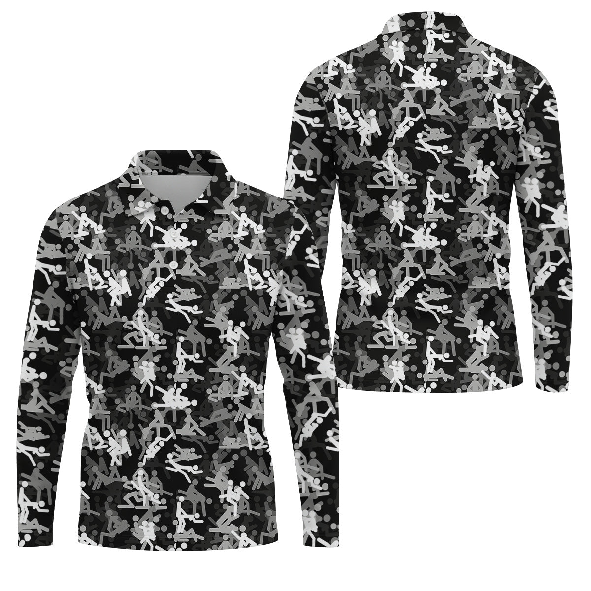 Sex Positions Stick Figure Black And White Mens Golf Polo Shirts, Cool Golf Gift, Golfing Apparel