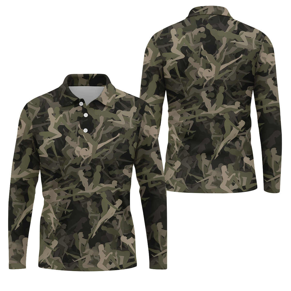 Funny Sex Positions Stick Figure Camo Golf Tops For Men, Unique Gift For Golfer, Men's Golf Polo