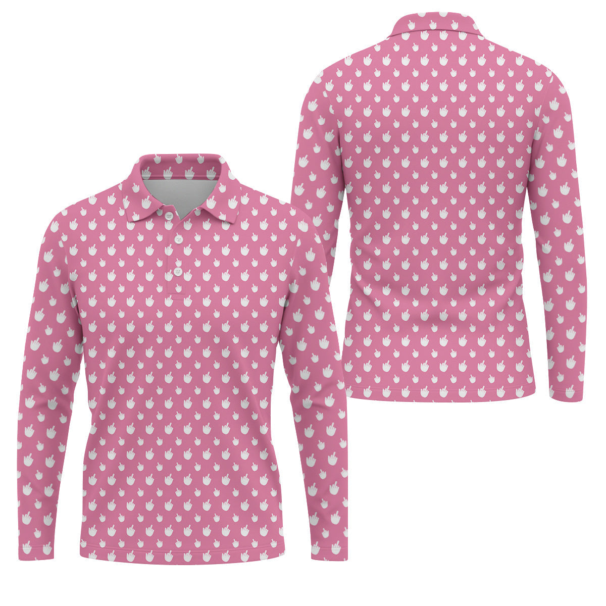 Funny Middle Finger Pink Golf Shirt, Men's Funny Golf Shirts, Men's Golf Polo, Golfing Apparel