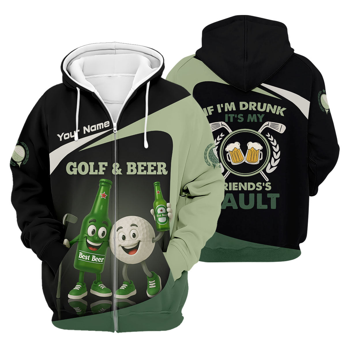 Funny Beer And Golf Custom Golf Polos For Men, Mens Golf Gift, Golfing Apparel, Gift For Golfers